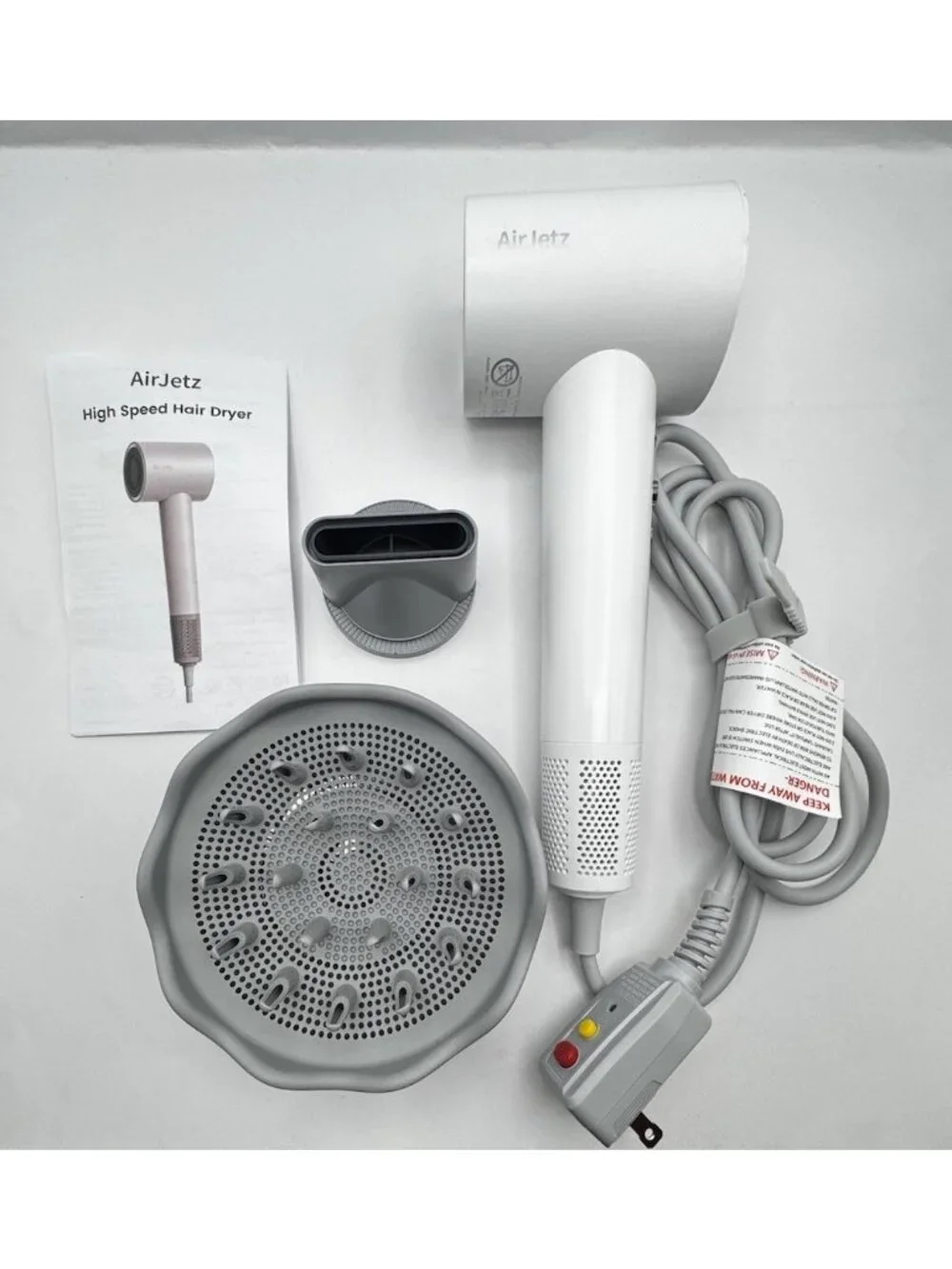 High Speed Ionic Technology Blow Dryer Fast Drying No Frizz Healthier Hair White